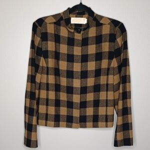 Pendleton Vintage Black Tan Buffalo Check Wool Cropped Jacket Size M